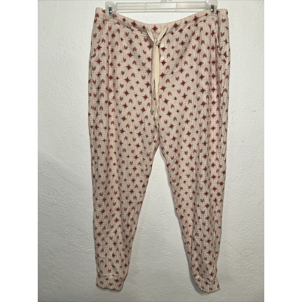 Soma Large Star Soft Lounge Drawstring Pants Side Pockets Sleepwear Honeycomb L